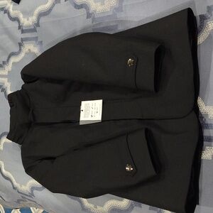 Norwegian Wool Black Slim Hooded Stretch Car Coat